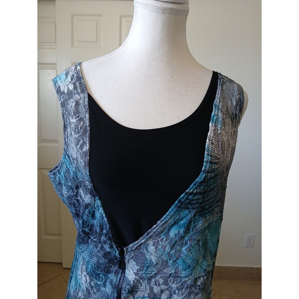 L'Atelier Women Blouse Top Lace Multicolor Sleeveles Zipper Large Boho Chic - Picture 7 of 13